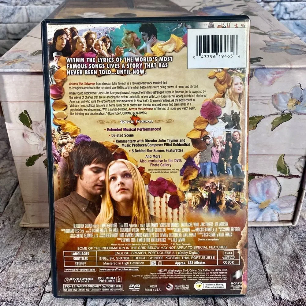 Across the Universe Sony Pictures 2 Disk Set Deluxe Edition DVD Evan Rachel Wood